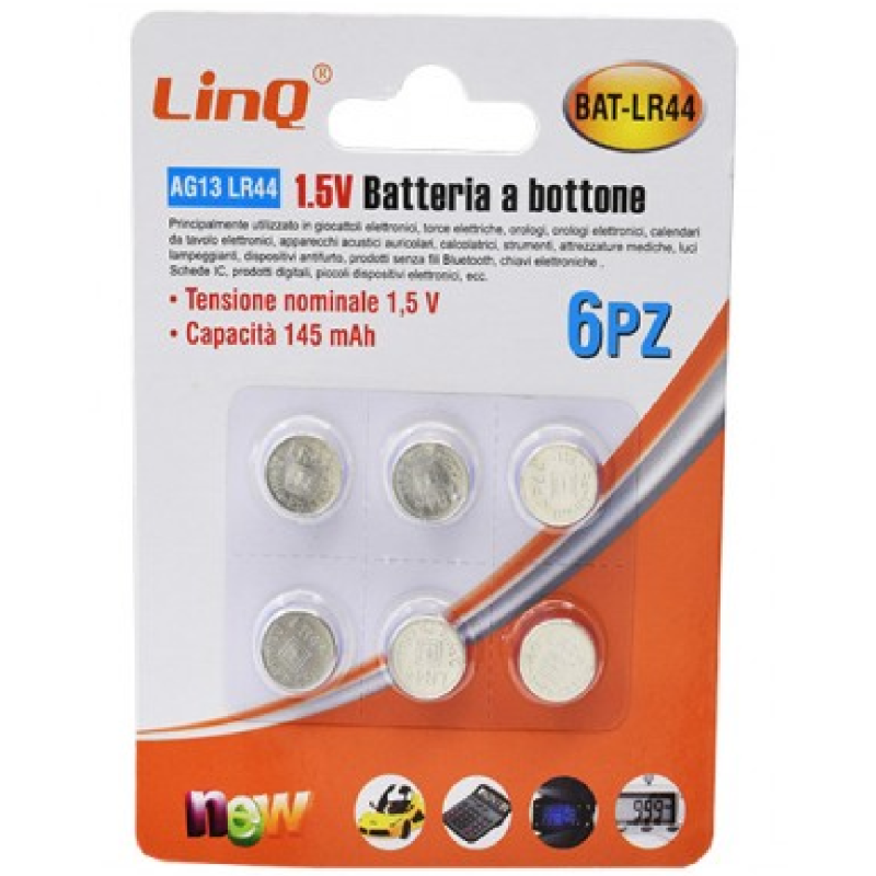 Piles Bouton AG13 LR44 1.5V 145mAh x6pcs LinQ BAT-LR44 — LinQ · Smarty Paris 18e